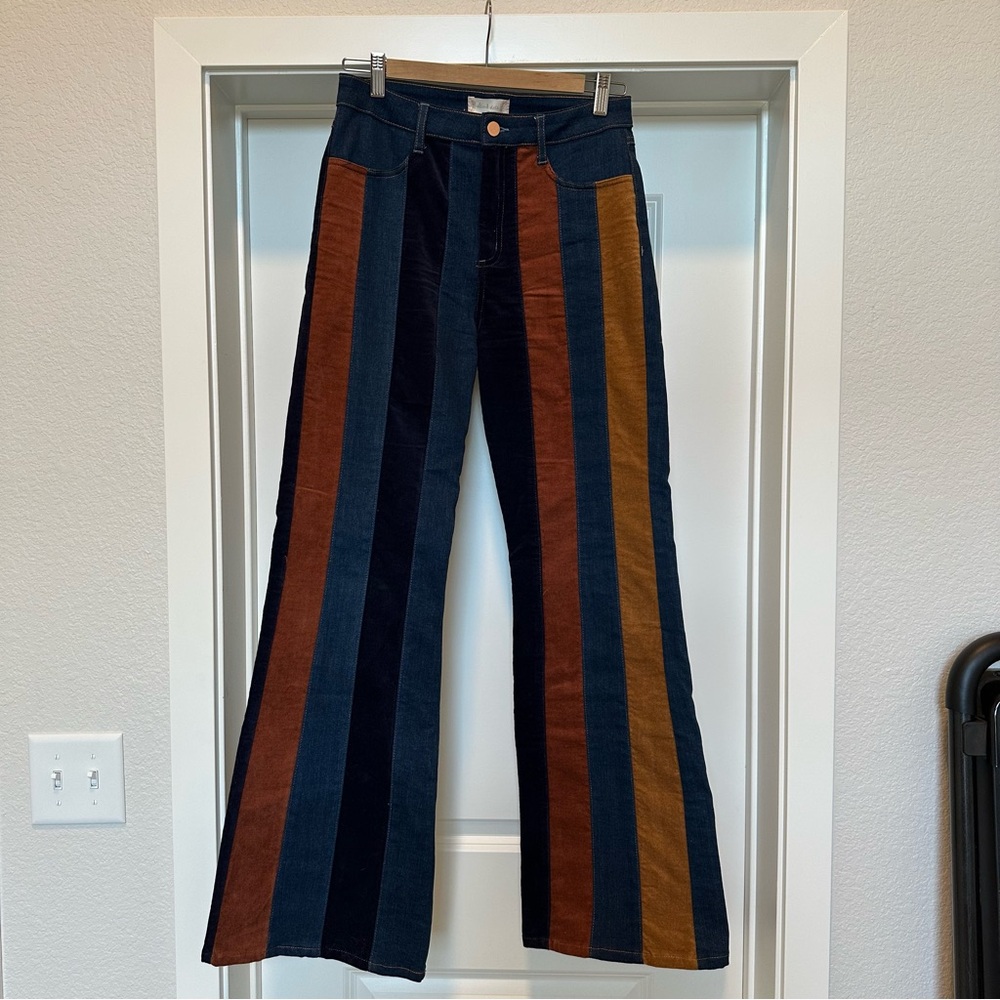 Altar’d State Velvet Striped Flare Jeans